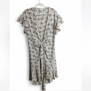max studio L Floral ruffle dress with tie waist #floraldress